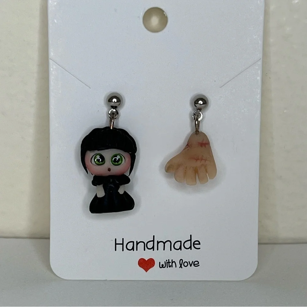 Wednesday Addams Clay Handmade Earrings - Picture 4 of 8